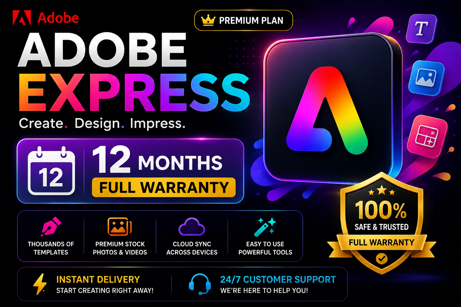 @ Adobe Express 12Months Full Warranty