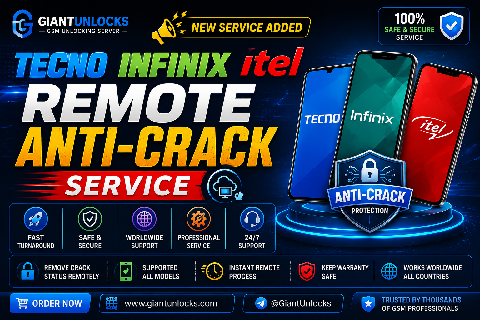 @ Tecno, Infinix & itel Remote Anti-Crack Service | Instant Support