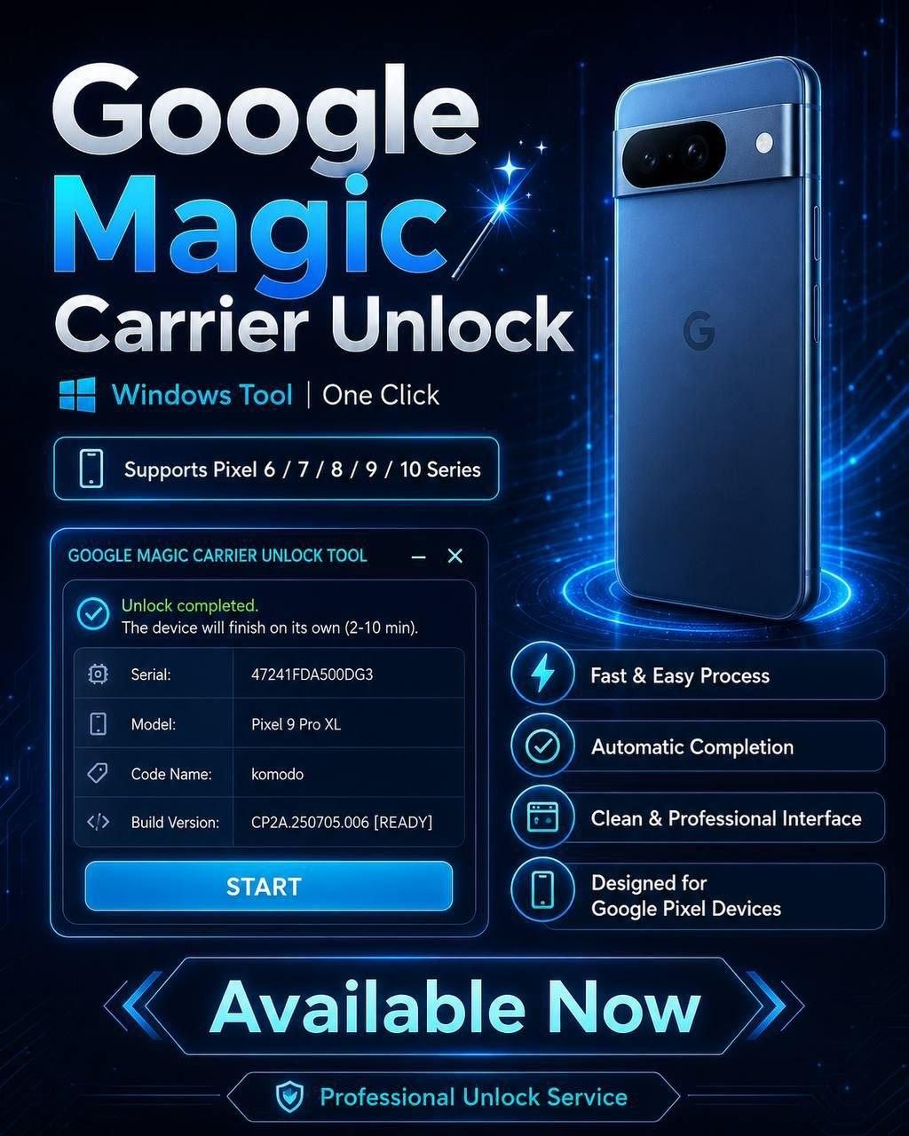 @ Google Pixel Carrier Unlock 100% Windows Tool | One Click |6|7|8|9|10 Series Supported